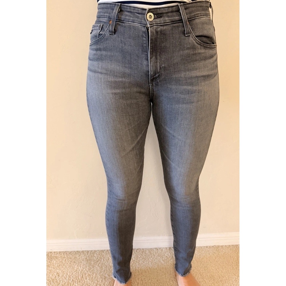 AG Adriano Goldschmied Farrah Skinny Ankle High-Rise Stretch Gray Jeans Women 26